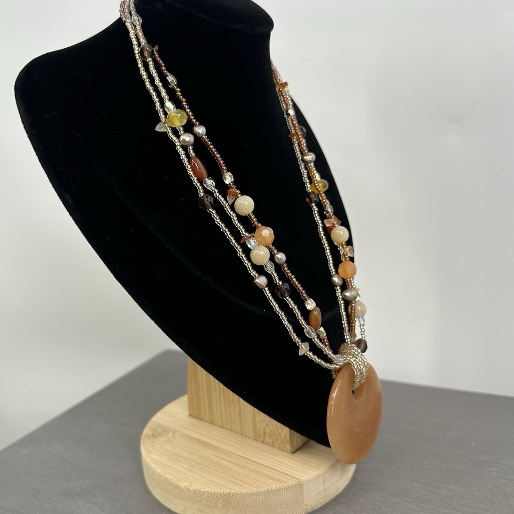 Lia Sophia‎ Pumpkin Spice Genuine Aventurine  Necklace Boho Bold - Picture 6 of 8